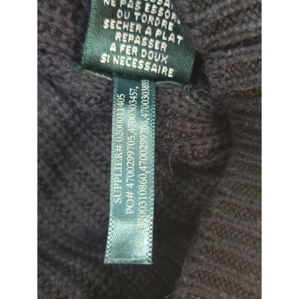Lauren Active Ralph Lauren Mens XL Quarter Zip Sweater Black White Cotton Knit - Picture 6 of 9